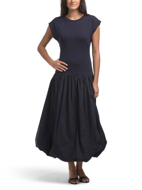 ARTE81 Dresses & Skirts - ARTE81 Made In Italy Dolman Sleeve Jersey Drop Waist Bubble Skirt Maxi Dress